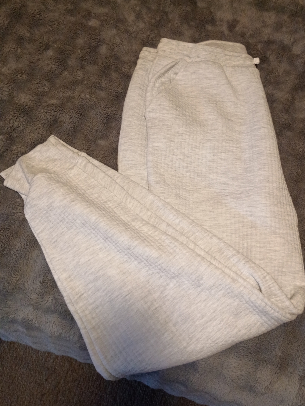 Light Gray Ribbed Jogger Sweatpants